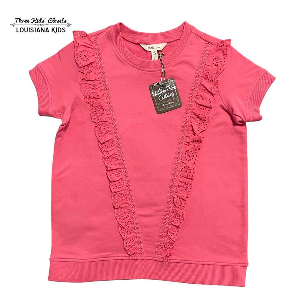 NEW Matilda Jane 10Y Wonderment New Craze Pink Eyelet Lace Ruffle Top
